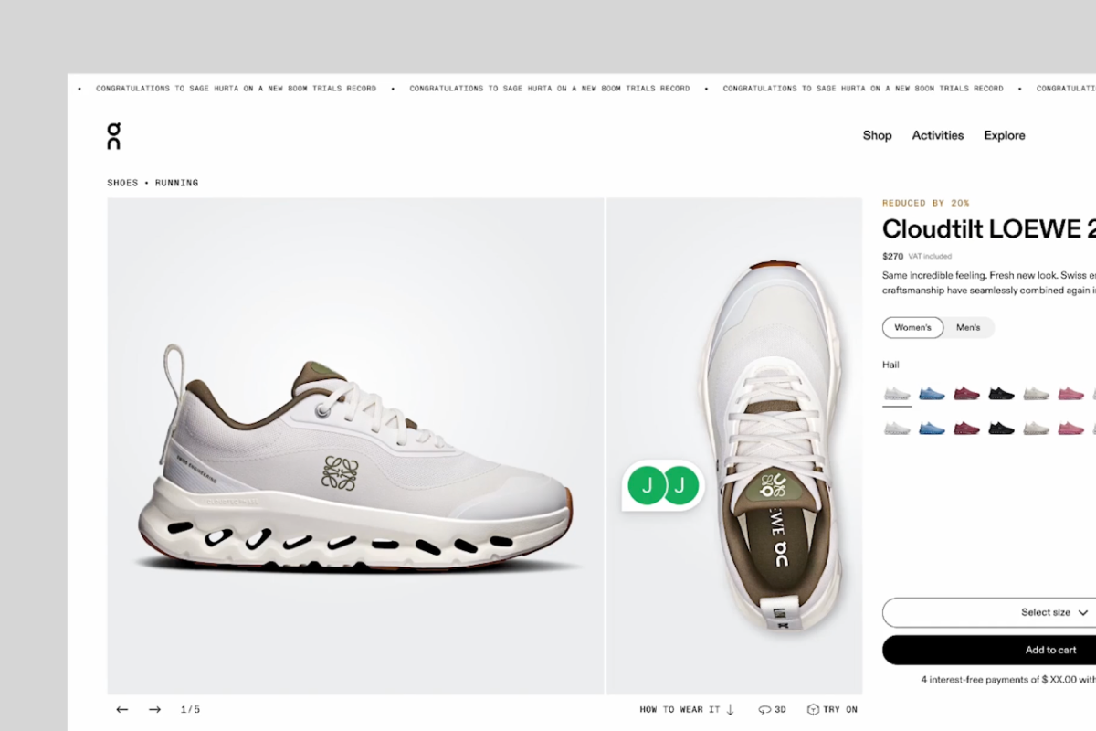 shoe webpage with comments within figma