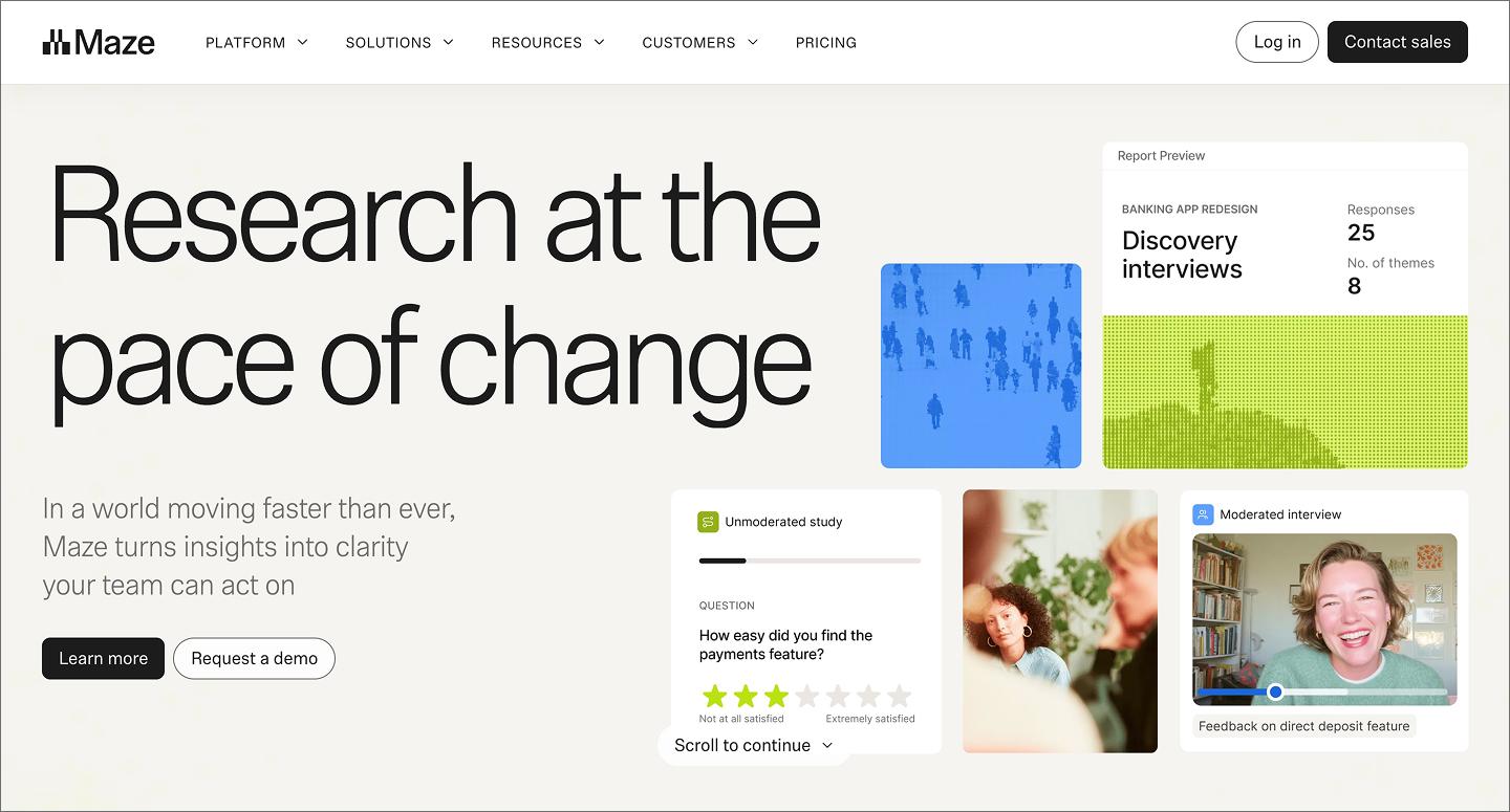 Maze, an AI market research tool for user research.