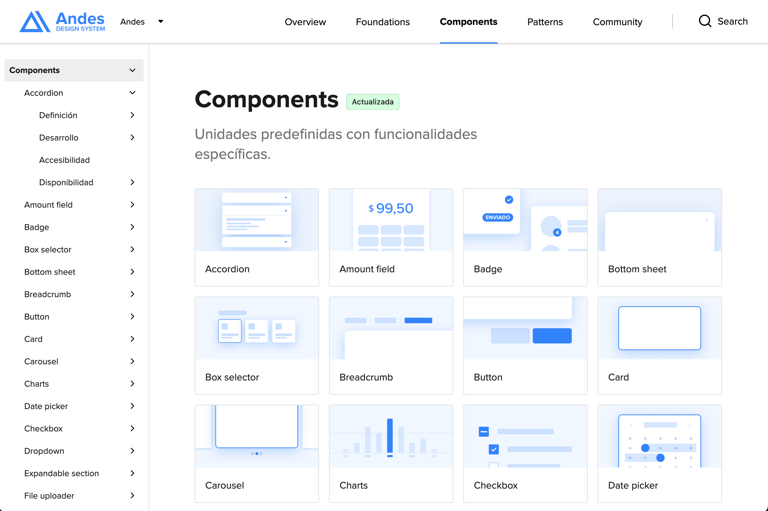 Capture d'écran montrant des composants du design system