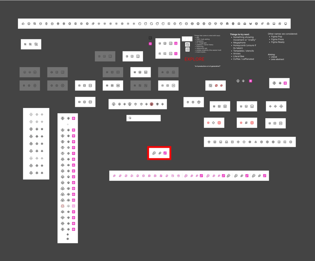 A Figma file with explorations of an icon for "Community"