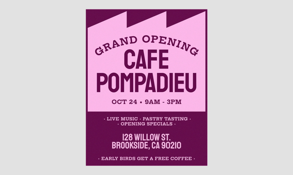 Cafe grand opening event free flyer template.