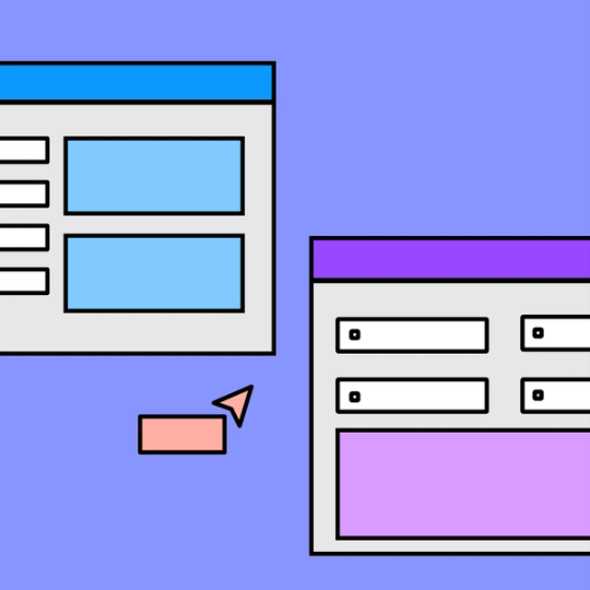 two sections of a project status report template with red mouse cursor