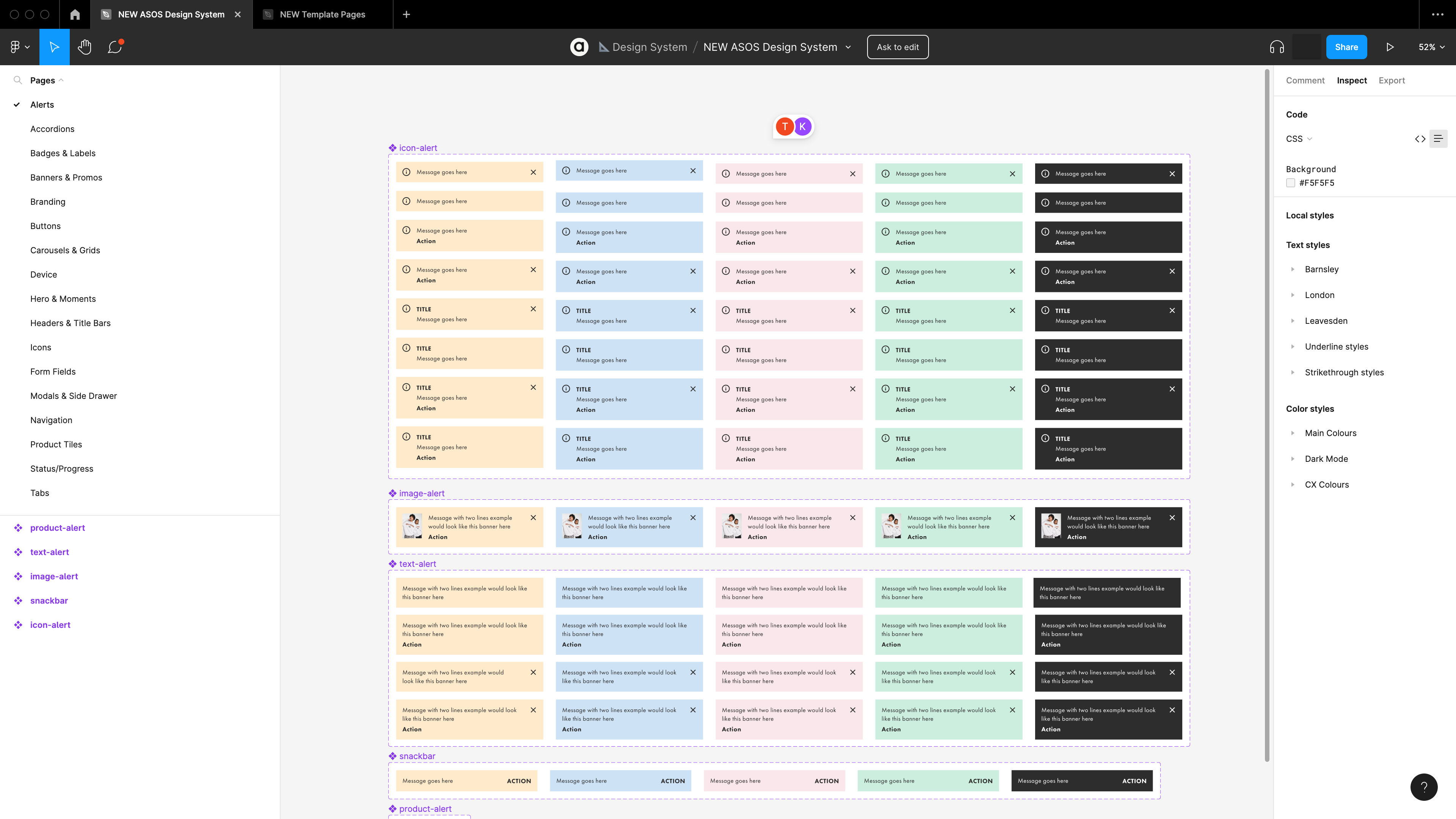 Component variations illustrated in Figma file