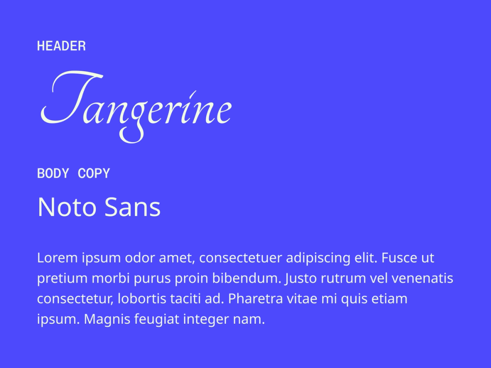 Tangerine and Noto Sans wedding font pairing