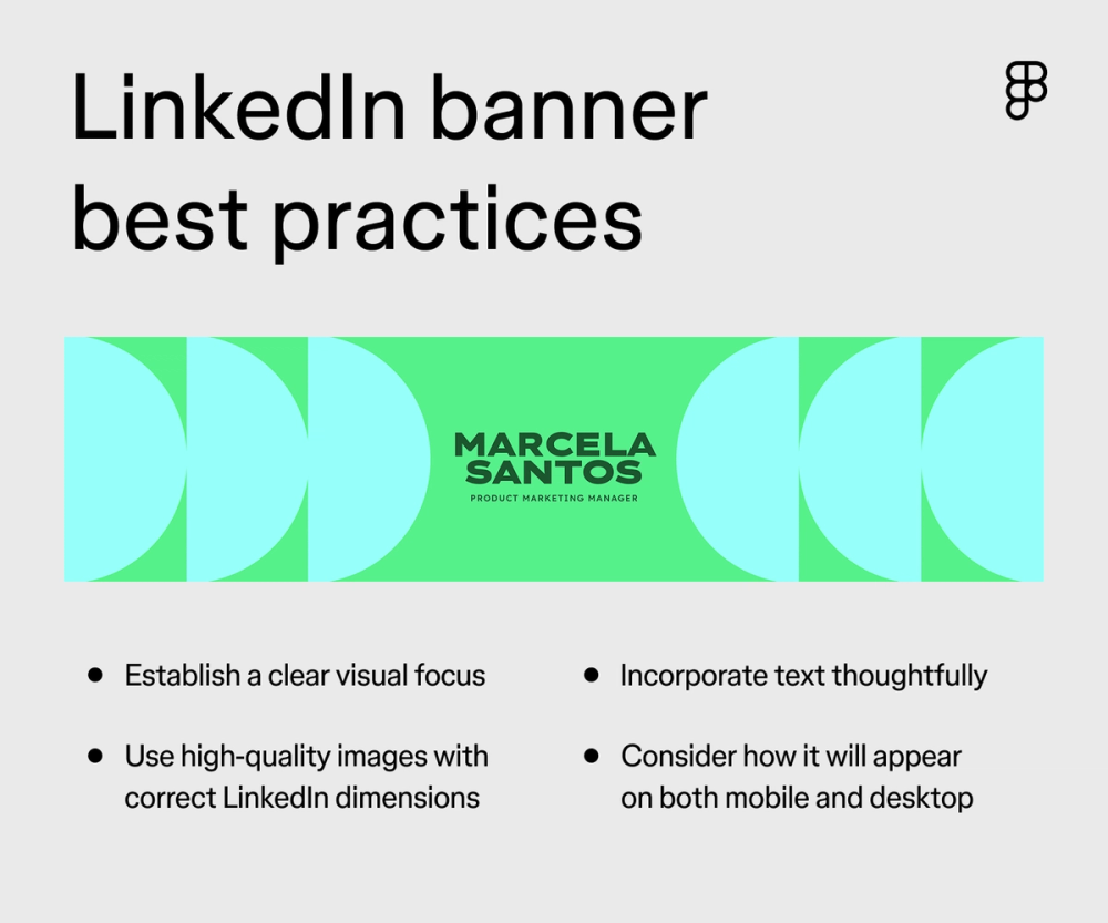 Graphic showing an example of a LinkedIn banner using best practices.