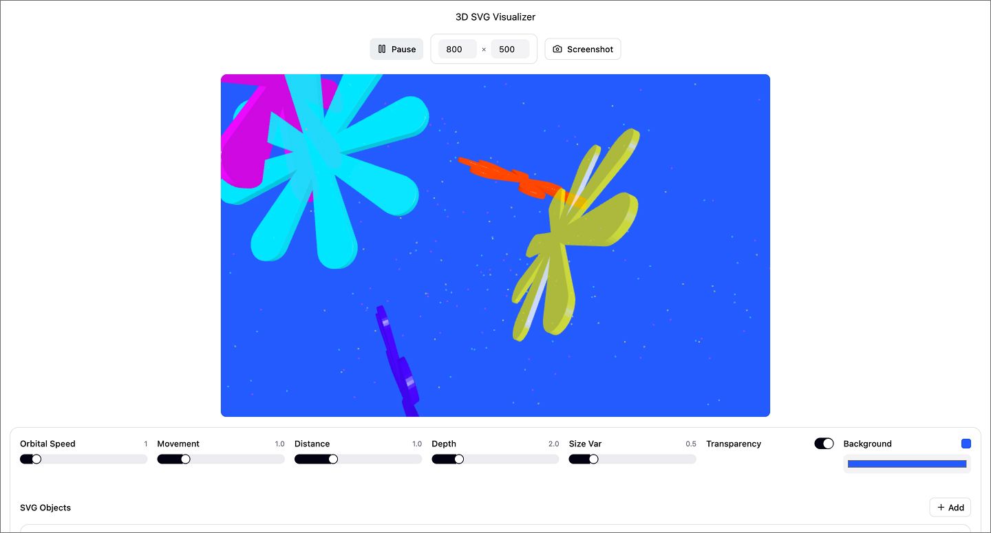 Screenshot of a 3D glyph visualizer made using Figma Make.