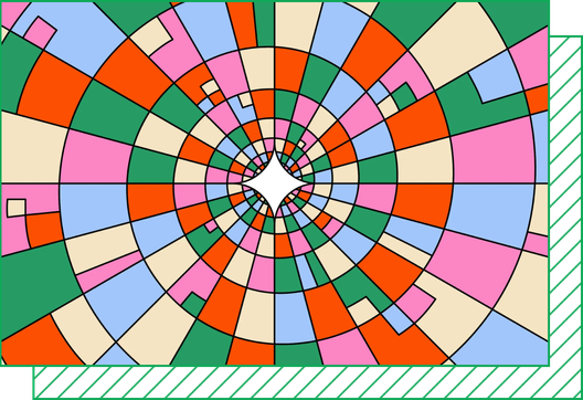 An illustration shows a colorful swirl emanating from a star shape at the center