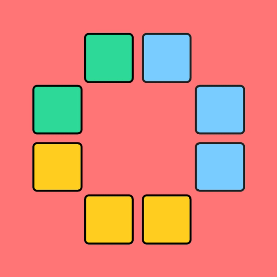 colorful squares in a circle shape