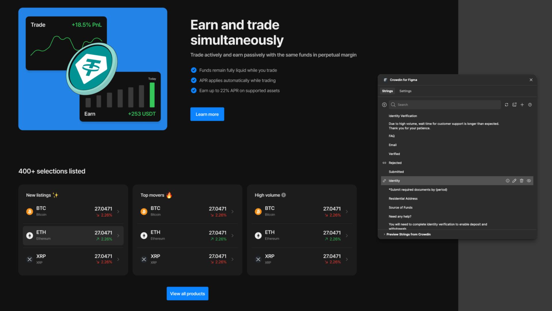 a flipster screen with a localization plugin on top with fields