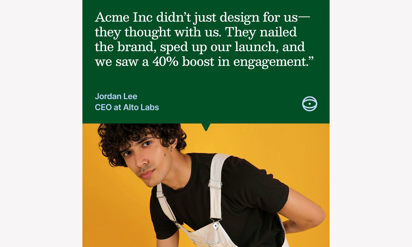  Figma’s green client testimonial Instagram ad template.