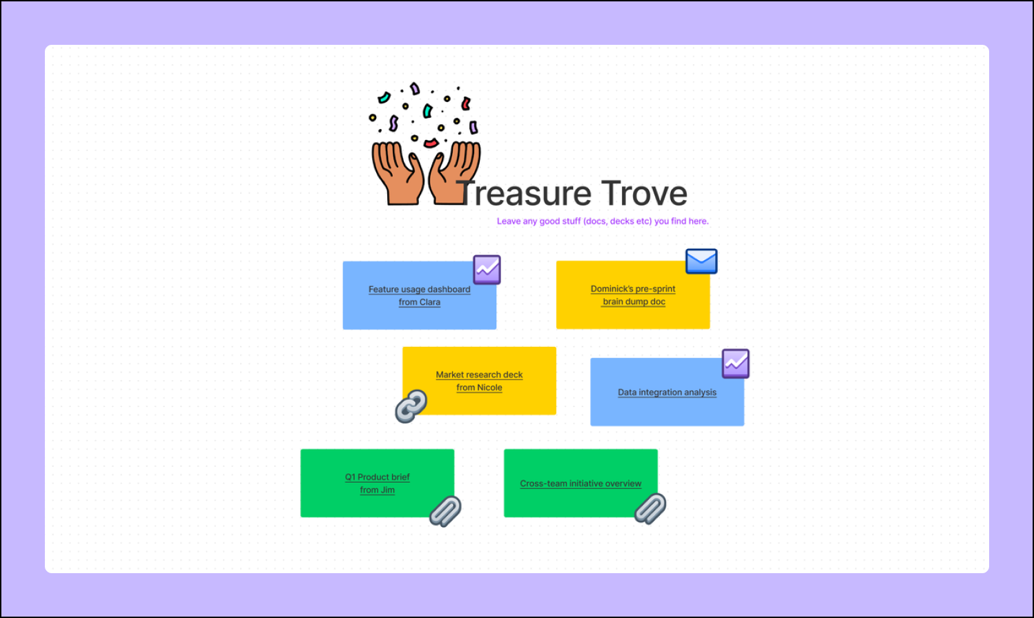 Screenshot of Stripe's 'treasure trove' section of the FigJam sprint file