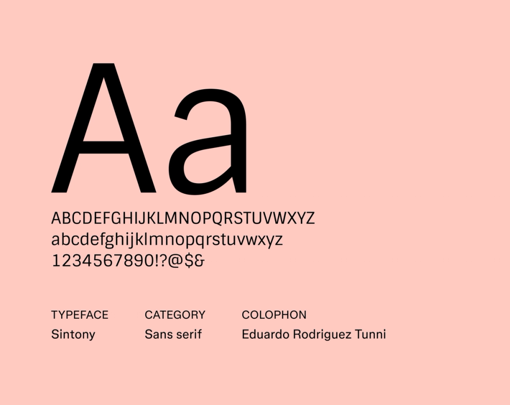 Sintony – Beispiel für eine minimalistische Schriftart.