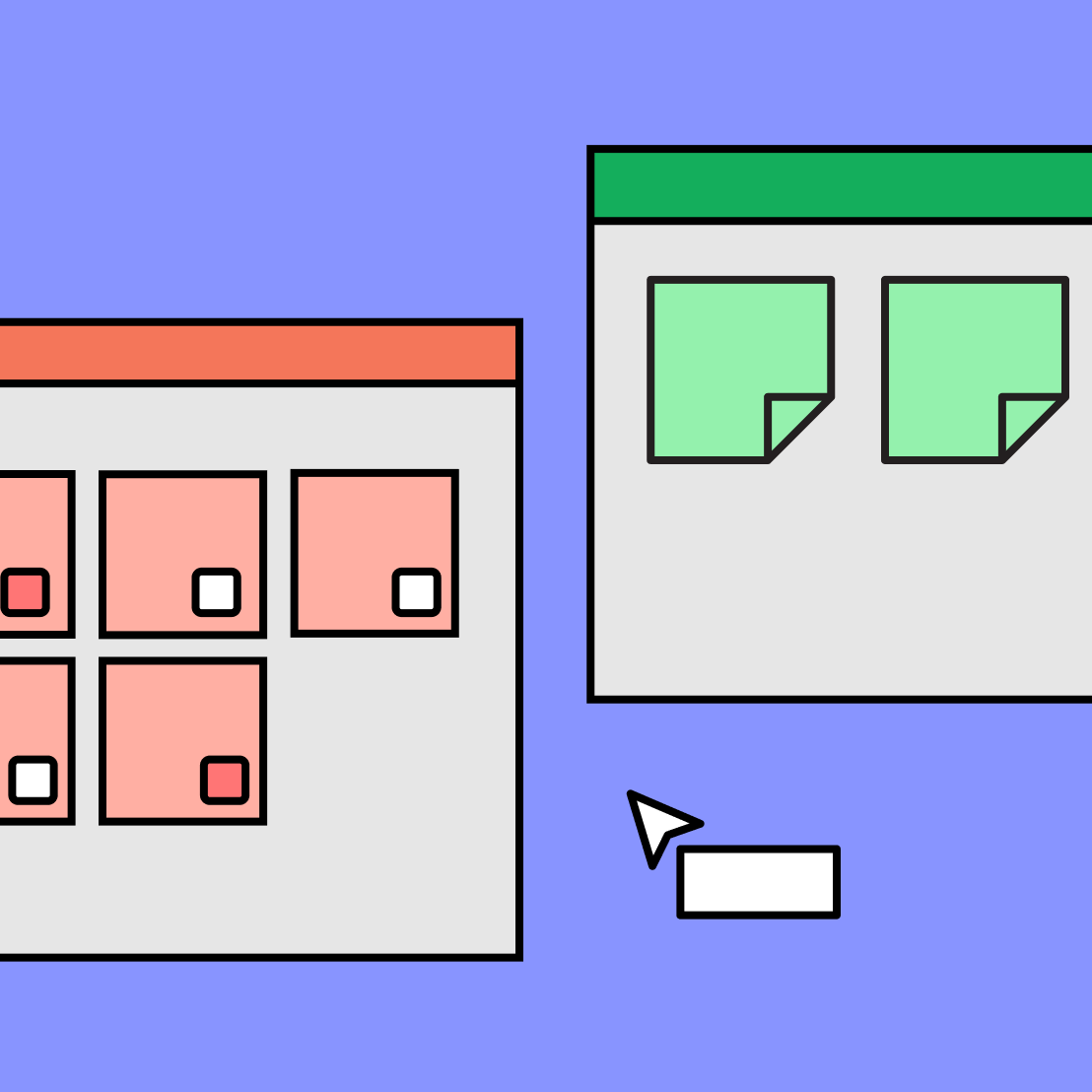 red and green sections of a project status report diagram on violet background