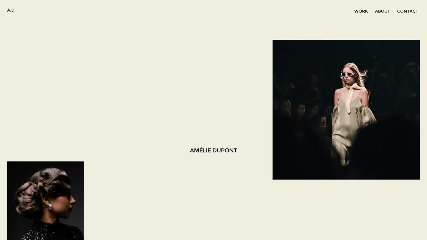 Minimalist model portfolio website template.