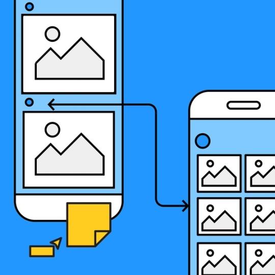 phone screen with arrow pointing to an alternate version of a phone screen