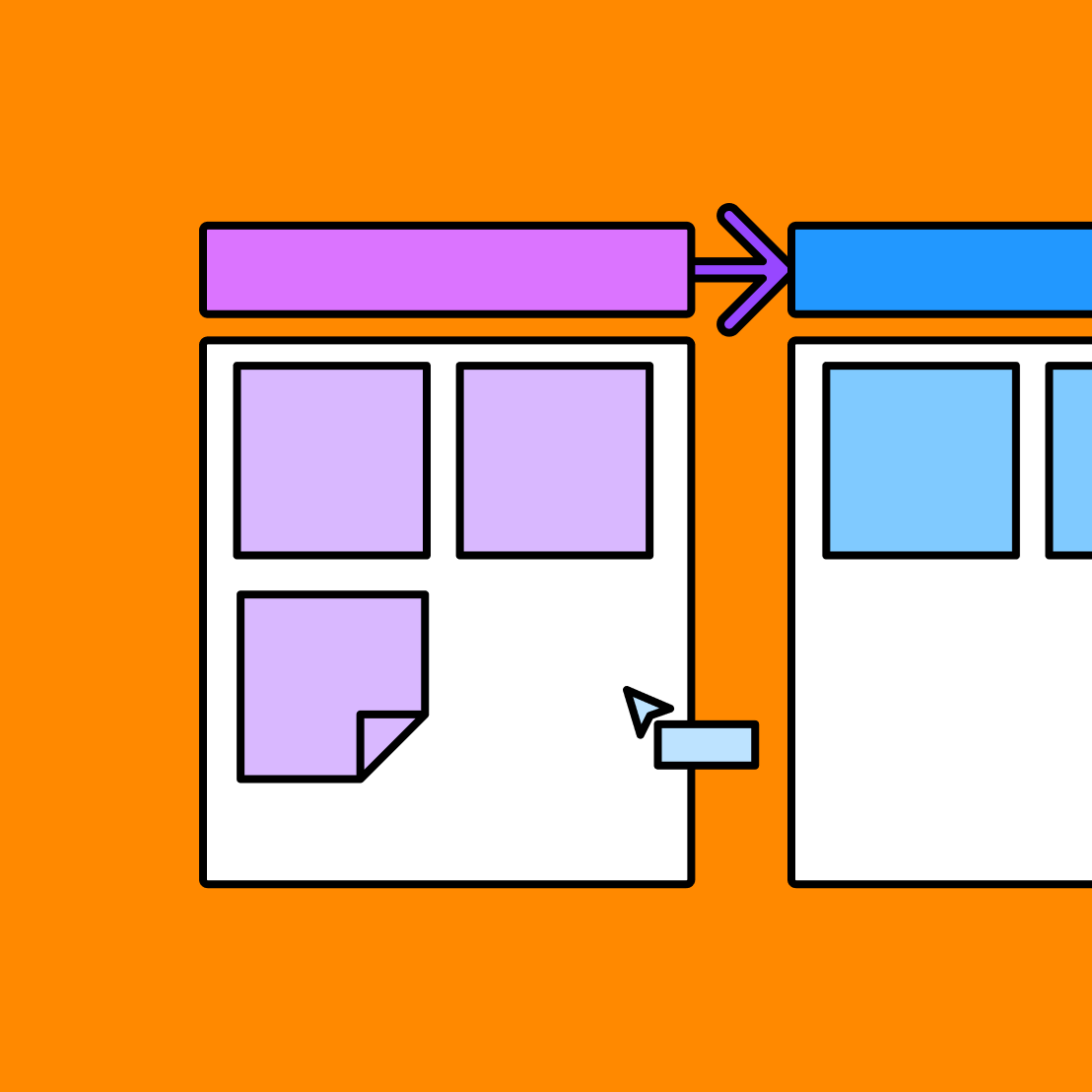logical model diagram with sticky notes overlayed