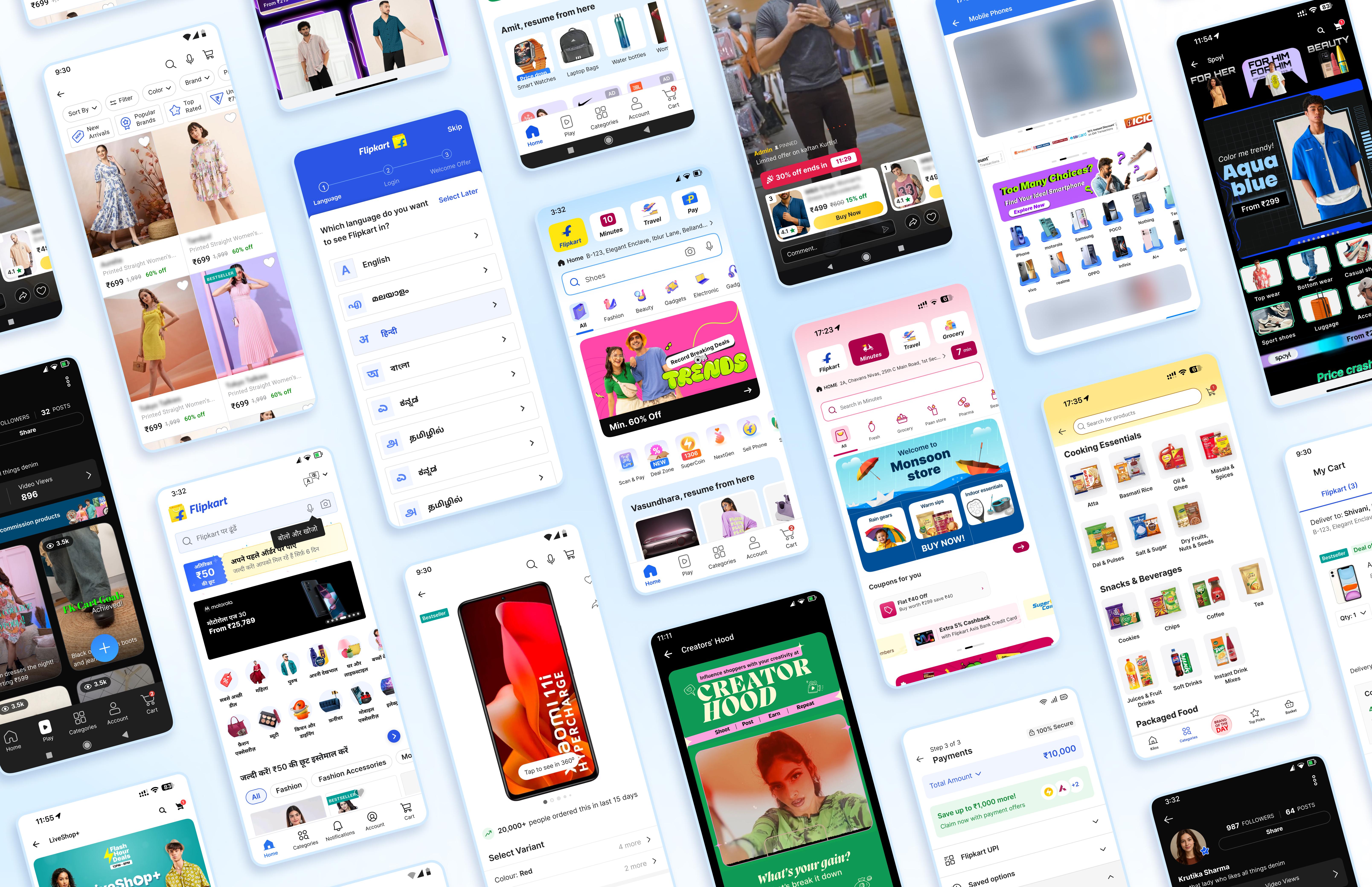 Screens showing designs