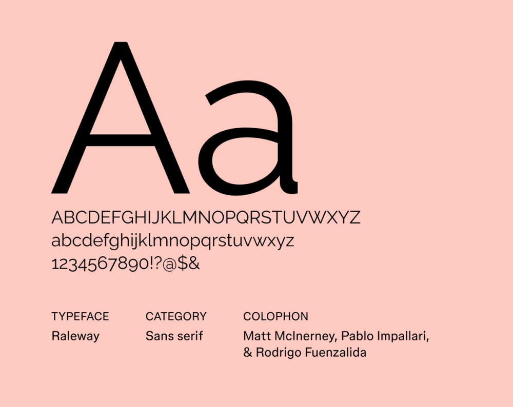 Raleway minimalist font example.