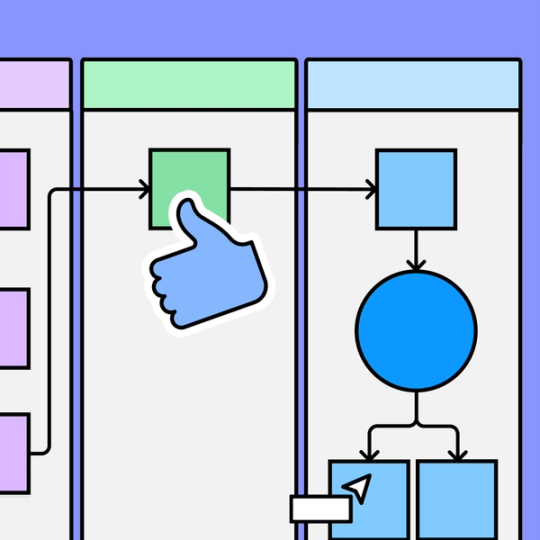 section of workflow diagram with thumbs up emoji