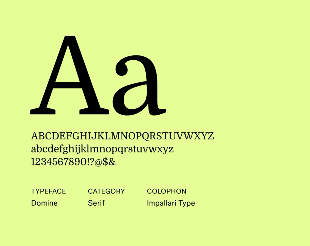 Example text showing Domine font.