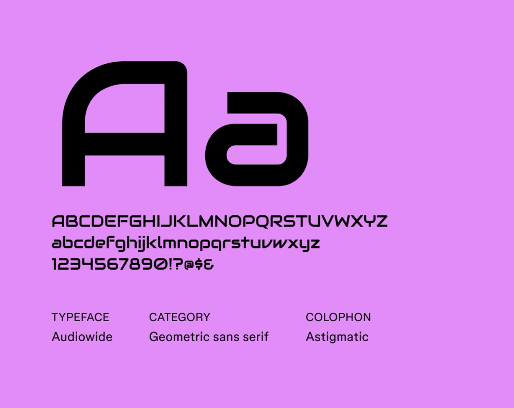 Audiowide futuristic font example.