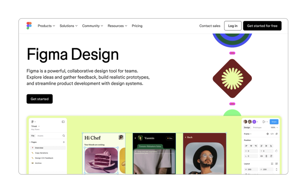 Sample Figma CTA including Get started for free