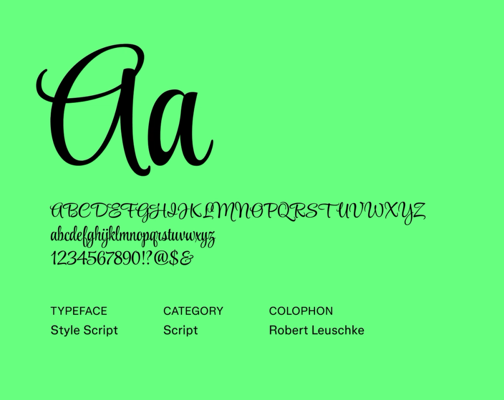 Example text showing Style Script