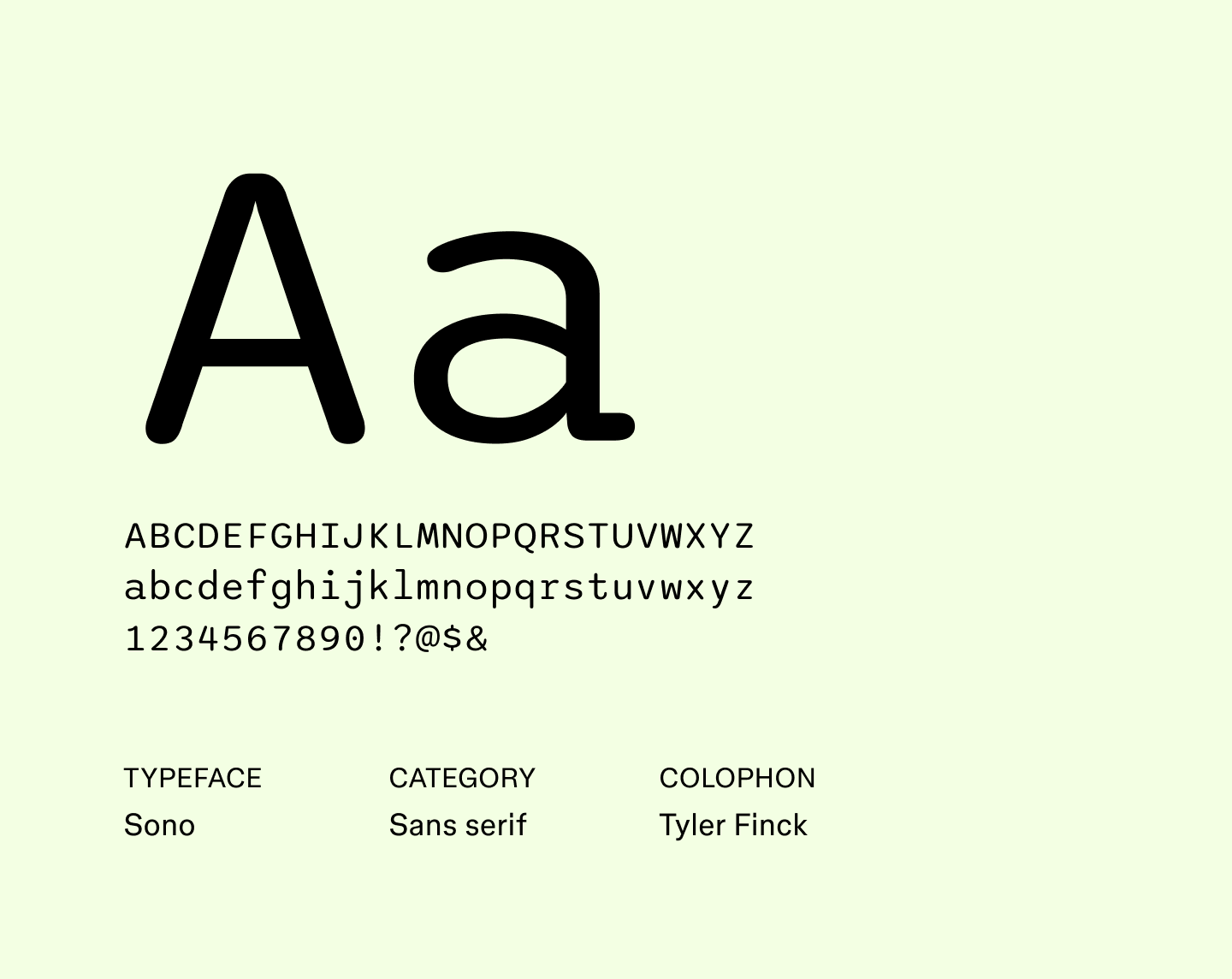 Example text using the sans serif font Sono.