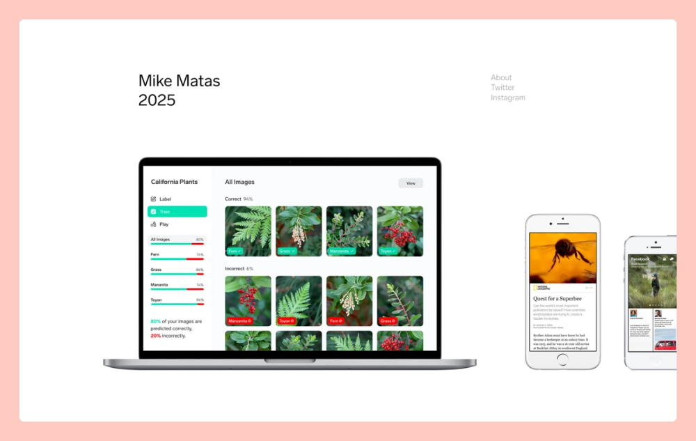 Ein Screenshot von Mike Matas’ Portfolio-Website.