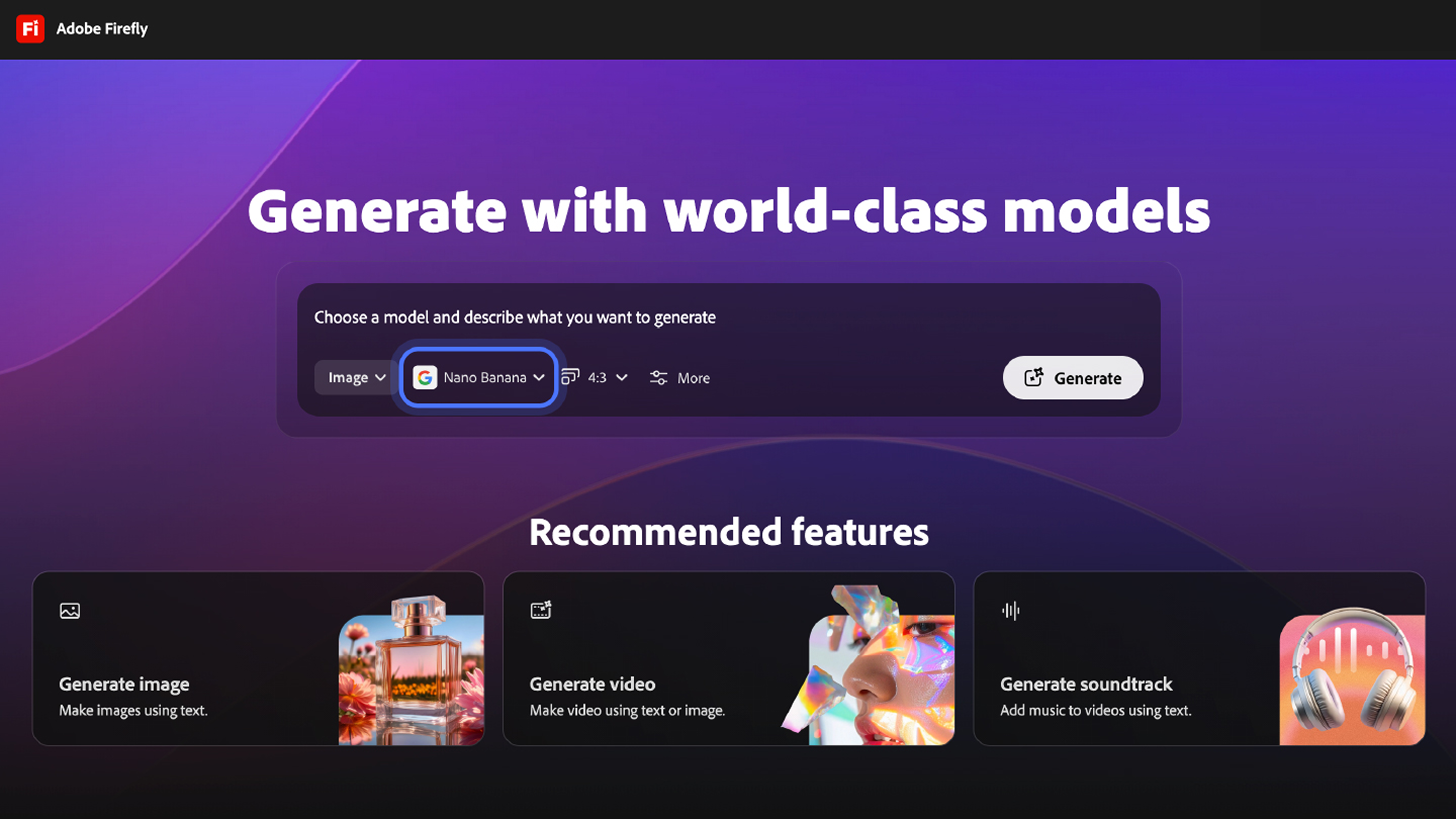 Adobe Firefly AI design tool website