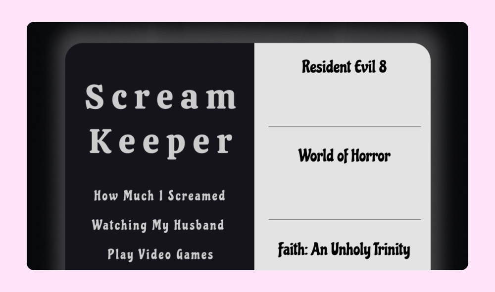 An infographic that tracks viewer reactions to horror video games
