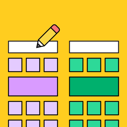 purple and green colored charts with a pencil overlayed on top