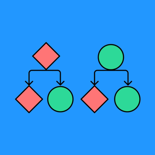 flow chart with circle and diamond shapes