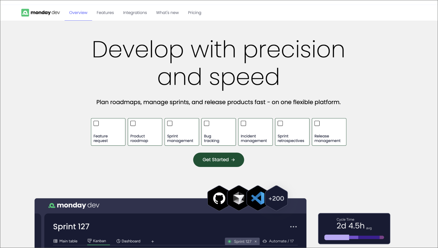 The monday dev website for software development.