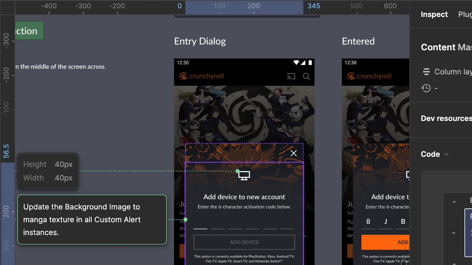 mobile designs in figma with annotations for developers