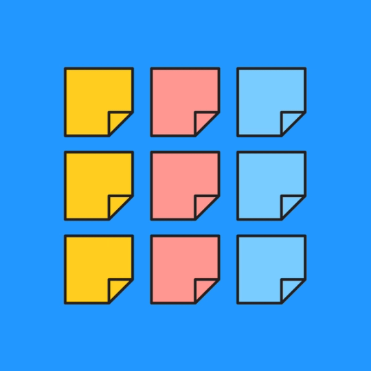nine sticky notes in three rows of three