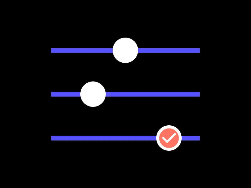 three dots on a line the third is checked