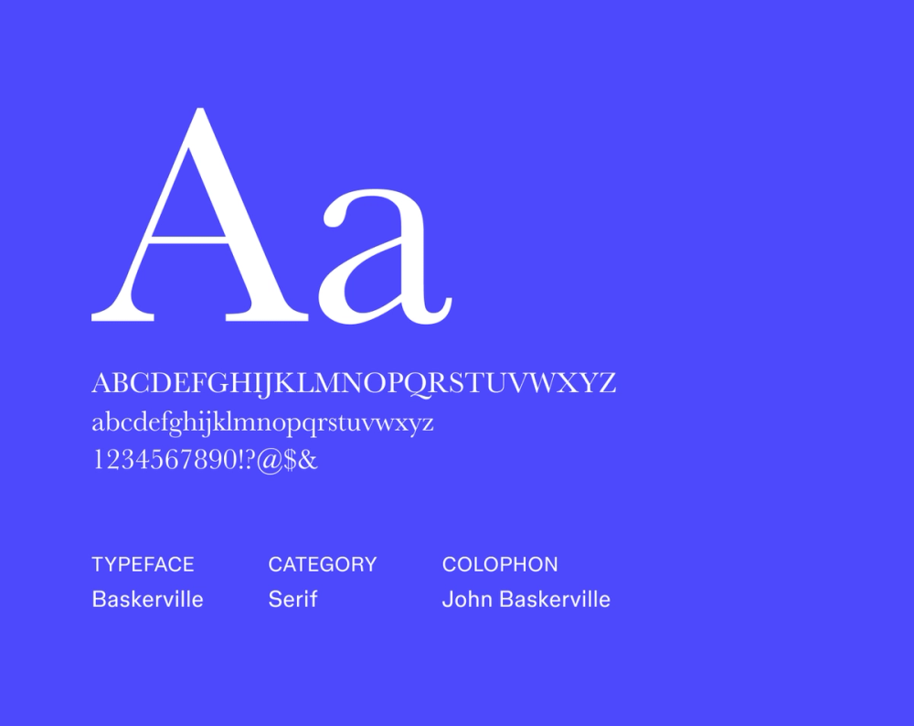 Baskerville resume font example.