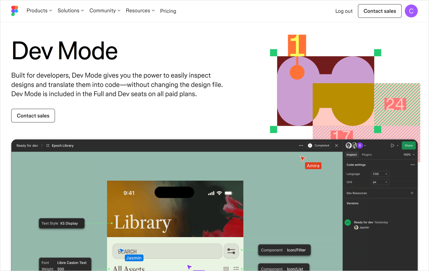 Screenshot showing Figma’s Dev Mode