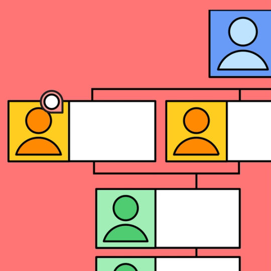 magnified view of specific section of an org chart