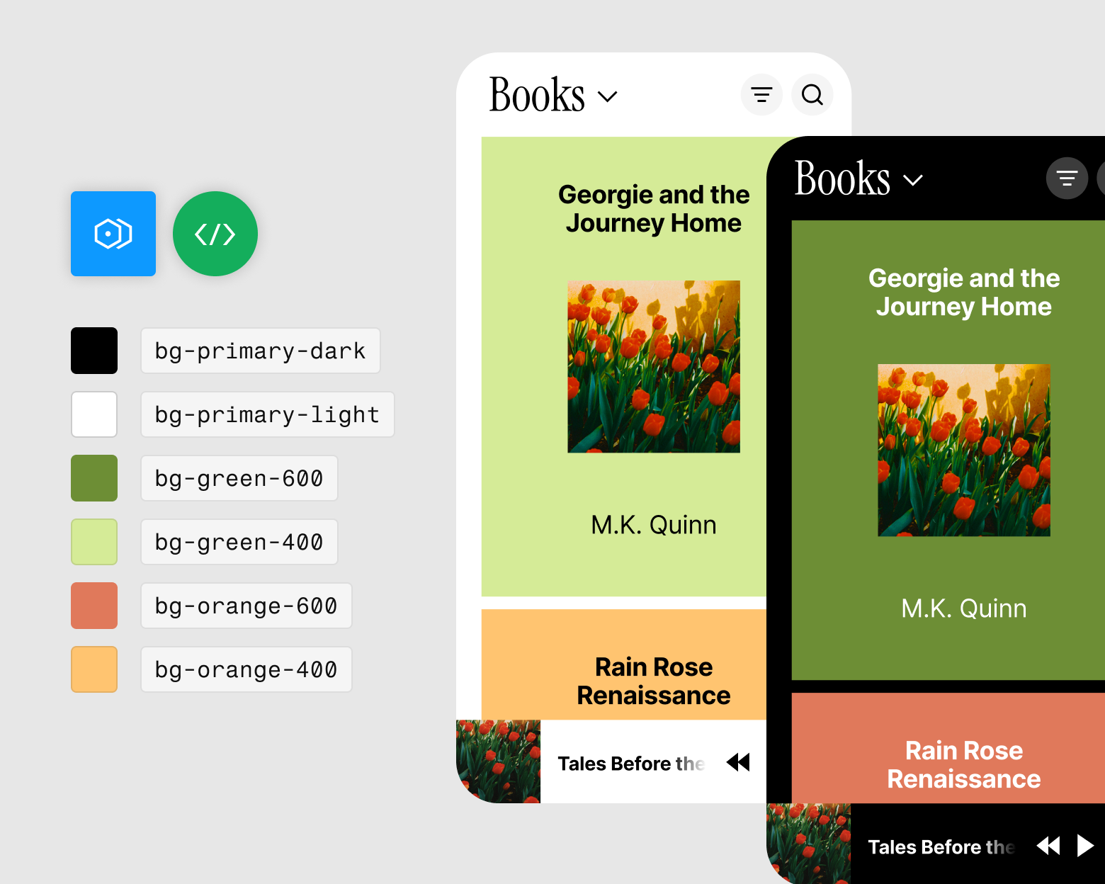 ऐप उत्पाद शॉट्स की एक लाइट मोड और डार्क मोड व्यू निर्यात के लिए