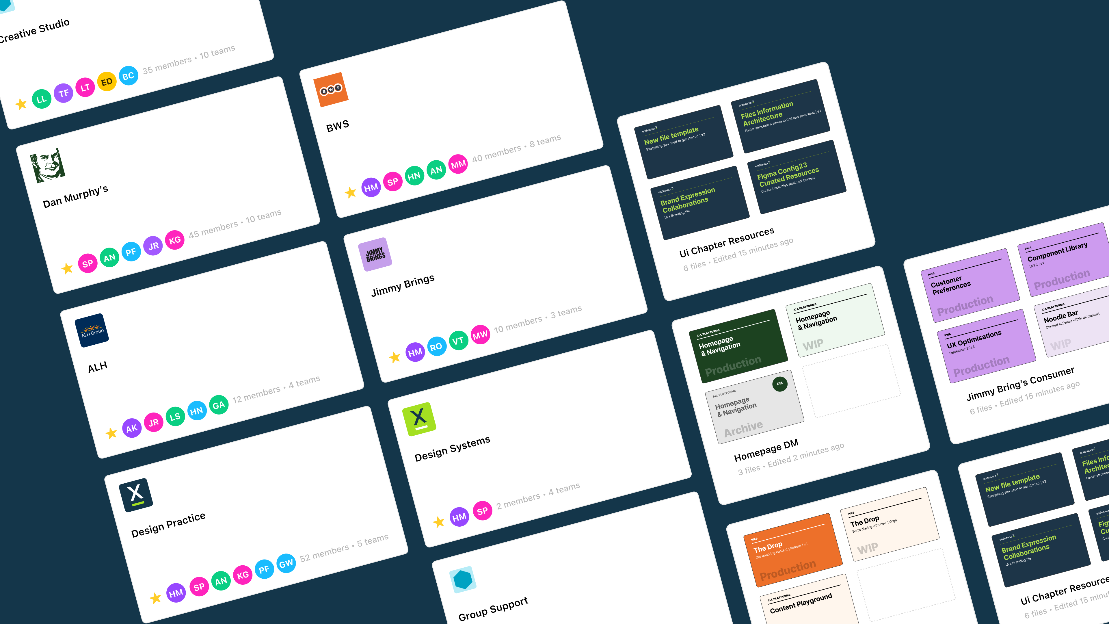 Desktop tiles organised by brand