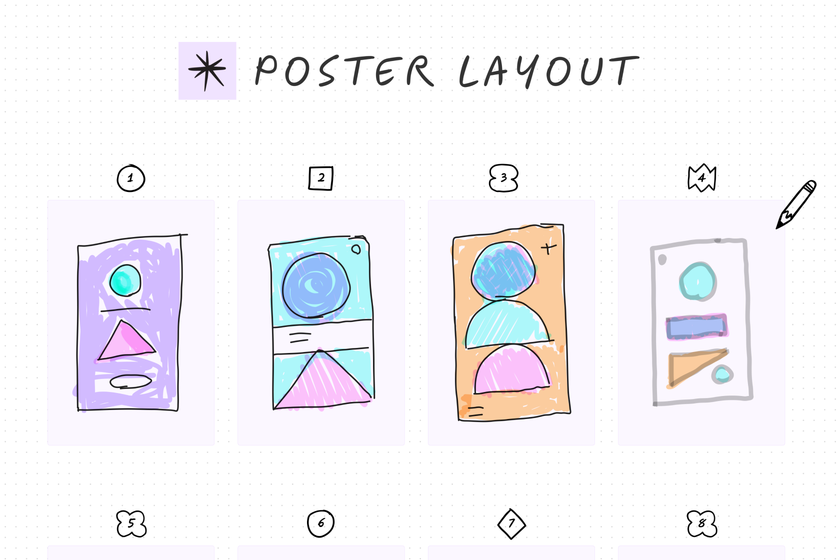 Eine Brainstorming-Vorlage, in der Teams 8 Minuten Zeit haben zum Skizzieren, Zusammenarbeiten und Abstimmen