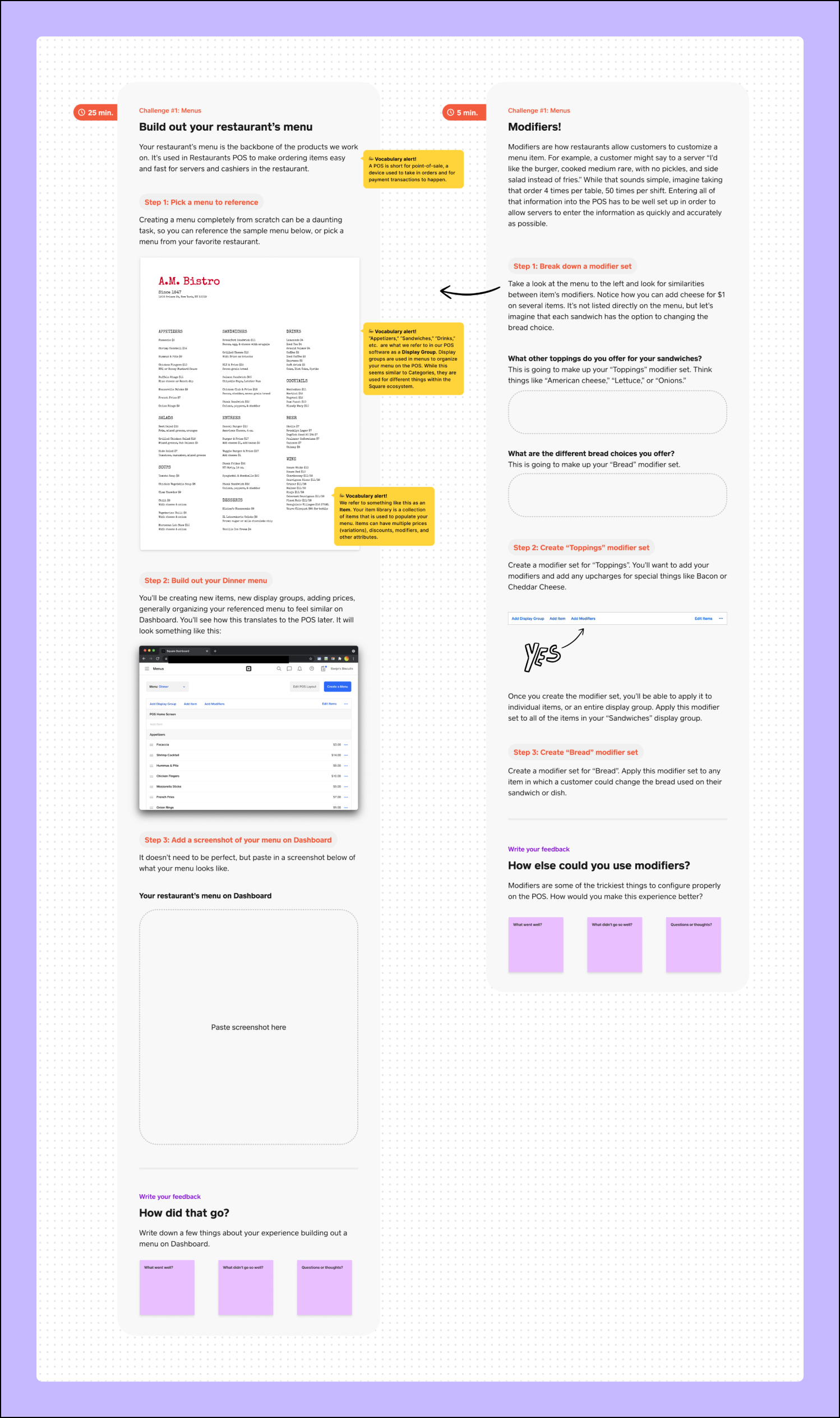 Screenshot of Square's interactive menu in FigJam