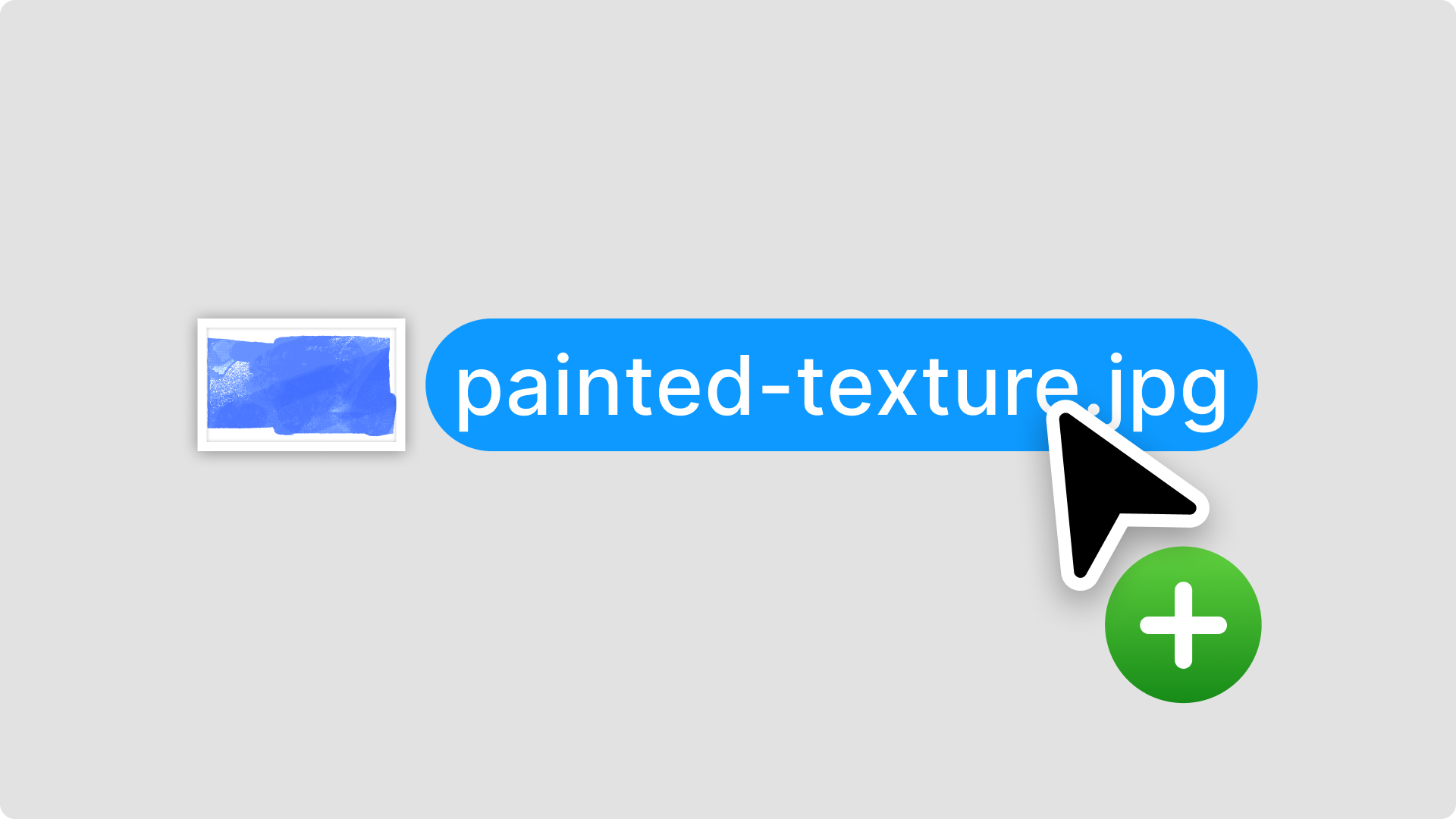 A small blue painted texture thumbnail next to a file labeled “painted-texture.jpg,” with a cursor hovering over the filename in Figma.