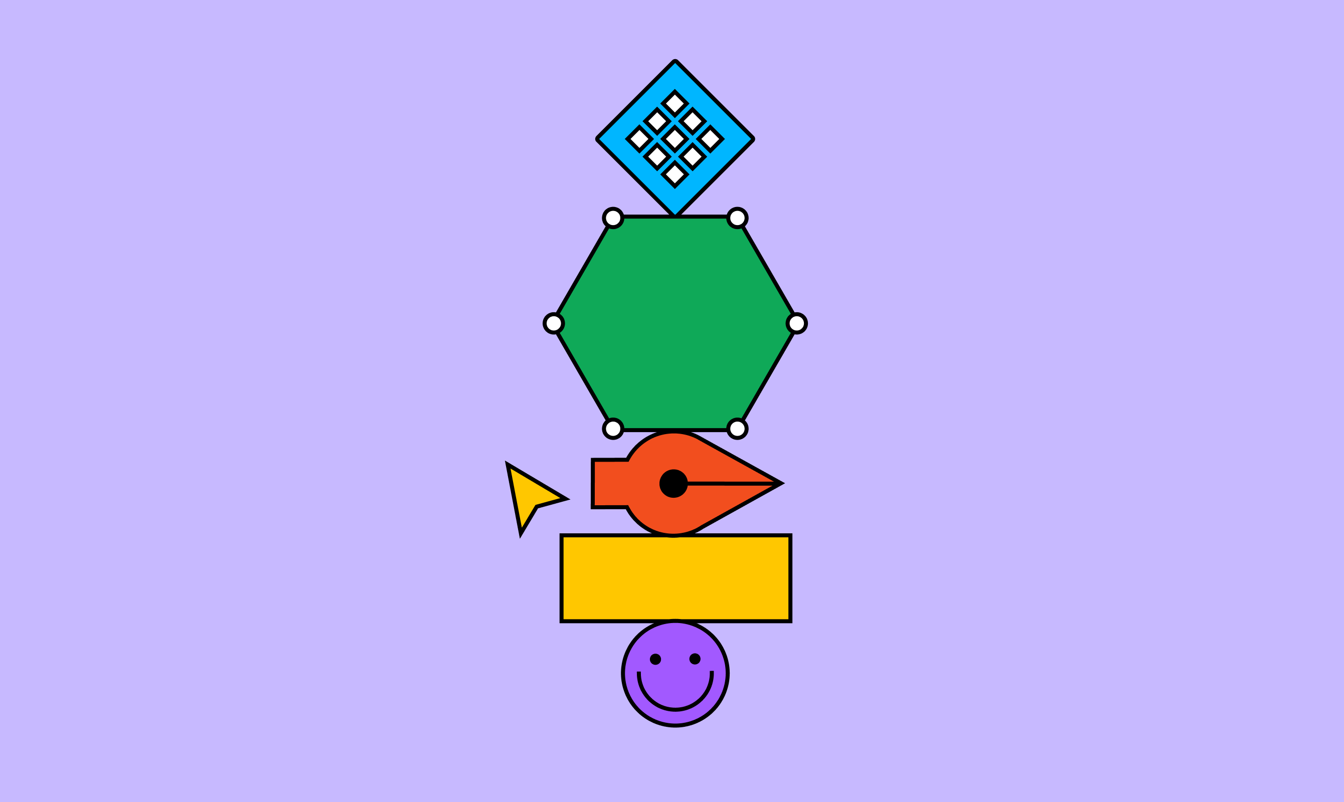 Illustration of various Figma shapes stacked