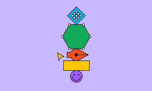Illustration of various Figma shapes stacked