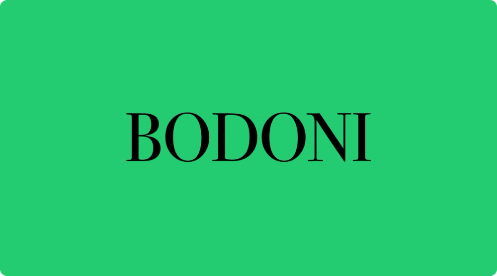 Font Bodoni font per il design di loghi.