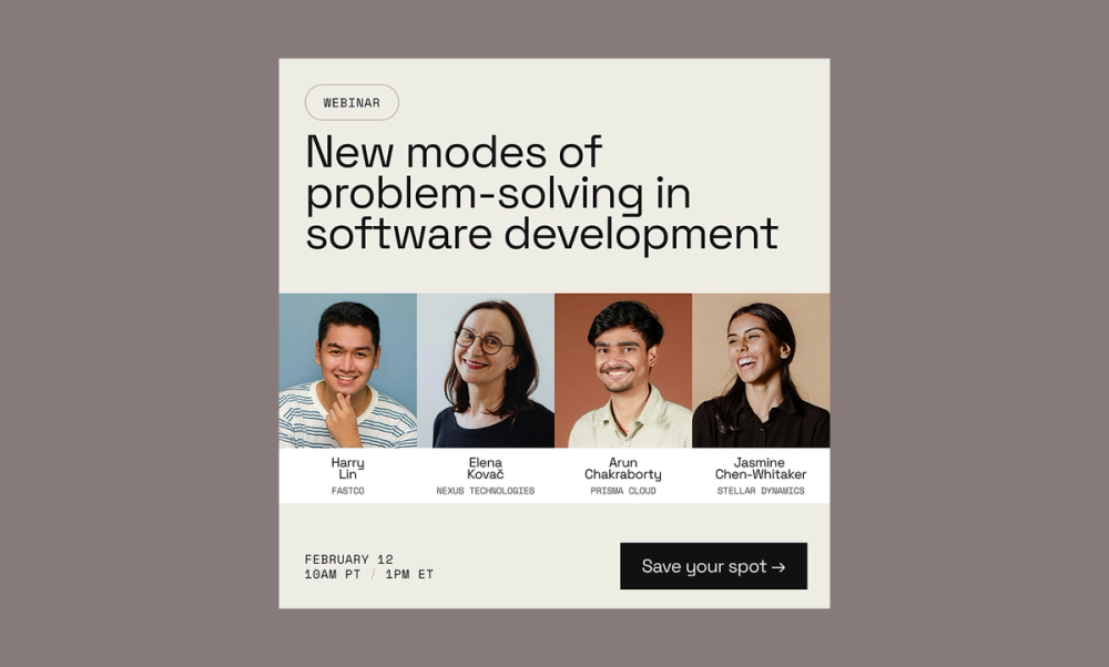 Stylized software development webinar LinkedIn post