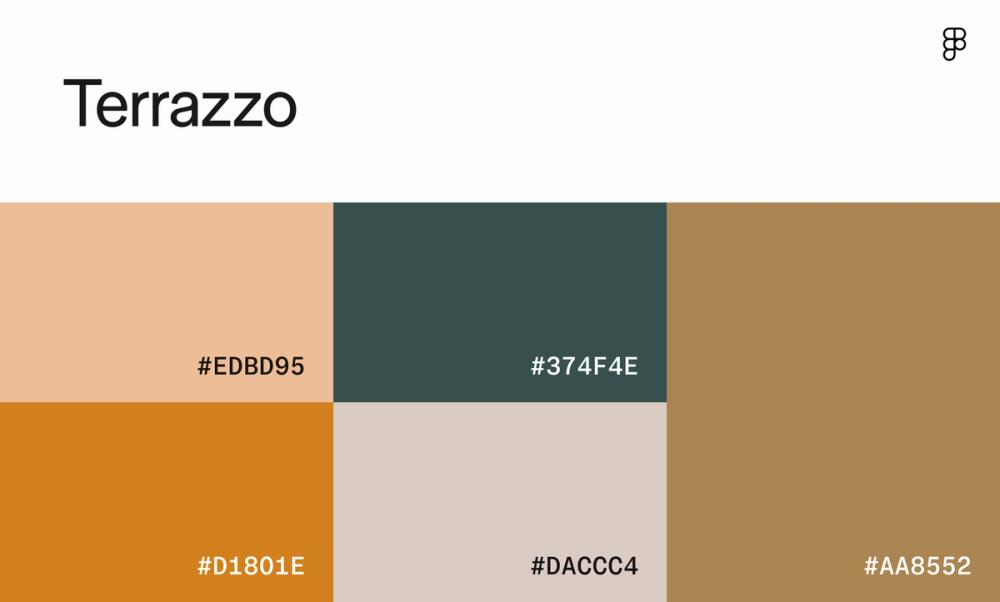 Color scheme for website with browns, yellow, and teal.